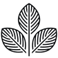 Stilisiertes schwarzes Blatt-Logo mit drei Blättern auf transparentem Hintergrund.